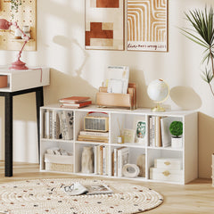 Librería de 8 Cubos Estantería con 2 Kits Antivuelco Organizador de Almacenamiento Unidad de Estante para Sala de Estar Estudio Blanco