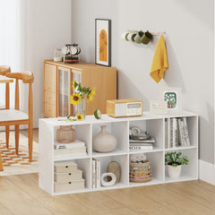 Librería de 8 Cubos Estantería con 2 Kits Antivuelco Organizador de Almacenamiento Unidad de Estante para Sala de Estar Estudio Blanco