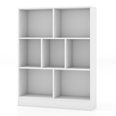 Librería de 7 Cubos Organizador de Almacenamiento de 3 Niveles Antivuelco Estantería para Salón Dormitorio Oficina 80 x 24 x 104 cm Blanco