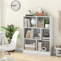 Librería de 7 Cubos Organizador de Almacenamiento de 3 Niveles Antivuelco Estantería para Salón Dormitorio Oficina 80 x 24 x 104 cm Blanco
