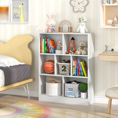 Librería de 7 Cubos Organizador de Almacenamiento de 3 Niveles Antivuelco Estantería para Salón Dormitorio Oficina 80 x 24 x 104 cm Blanco