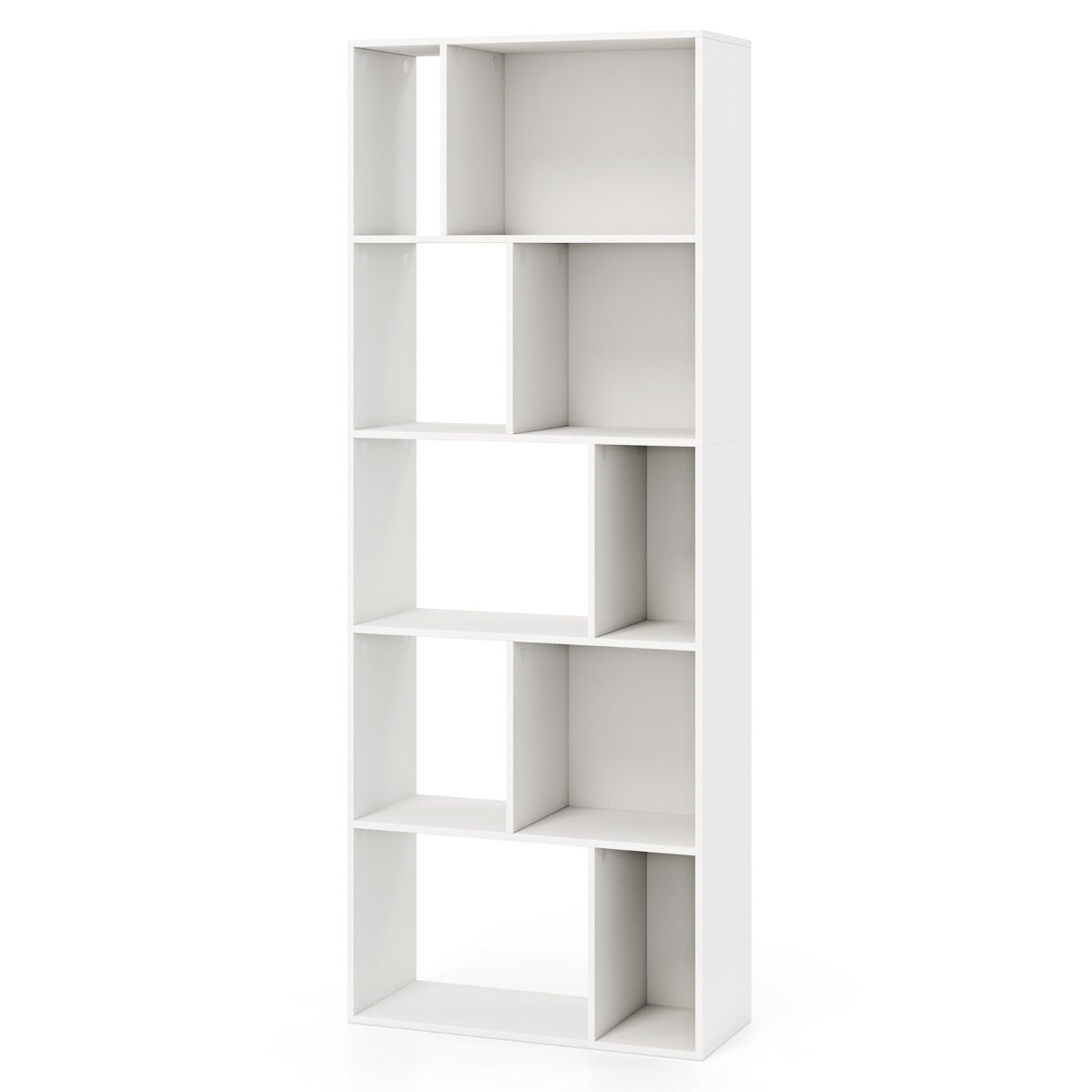 Estantería de 5 Niveles Librero Organizador de Hogar de Pie Estante de Almacenamiento con 10 Compartimentos Abierto para Estudio Blanco
