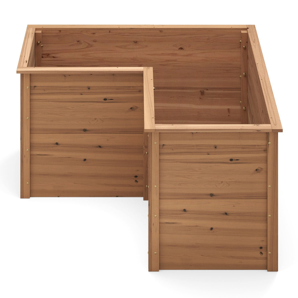 Macetero Elevado para Exteriores con Base Abierta en Forma de L 120 x 120 x 62 cm-Marrón