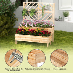 Macetero Elevado con Enrejado de 2 Niveles Caja de Cultivo con Patas para Jardín 109 x 62 x 135 cm Natural