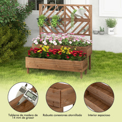 Macetero Elevado con Enrejado de 2 Niveles Caja de Cultivo con Patas para Jardín 109 x 62 x 135 cm Marrón