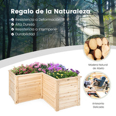 Macetero Elevado para Exteriores con Base Abierta en Forma de L 120 x 120 x 62 cm Natural