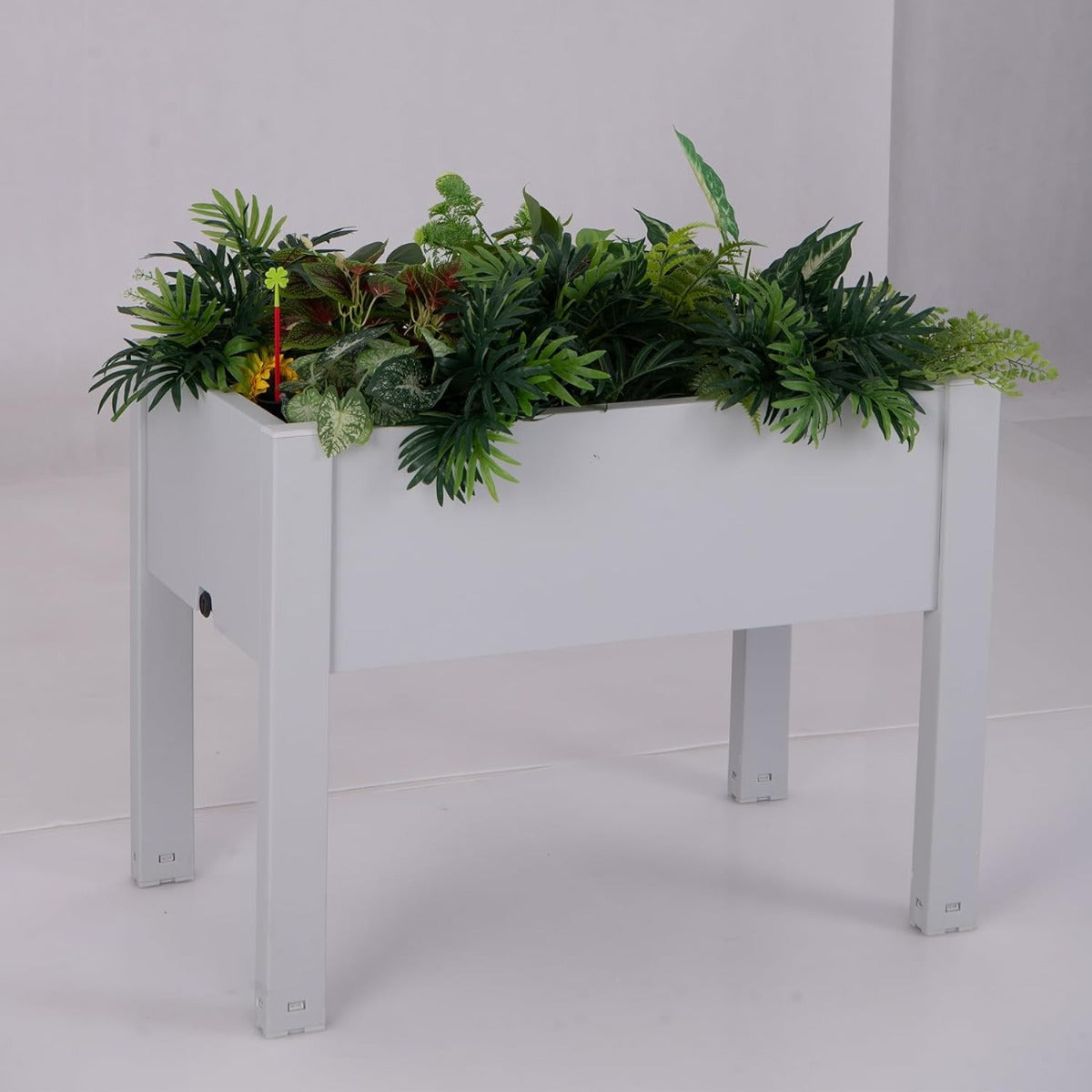 Macetero con Riego Automático Indicador de Nivel de Agua Orificio de Drenaje Divisores de Espacio Desmontables para Verduras Blanco