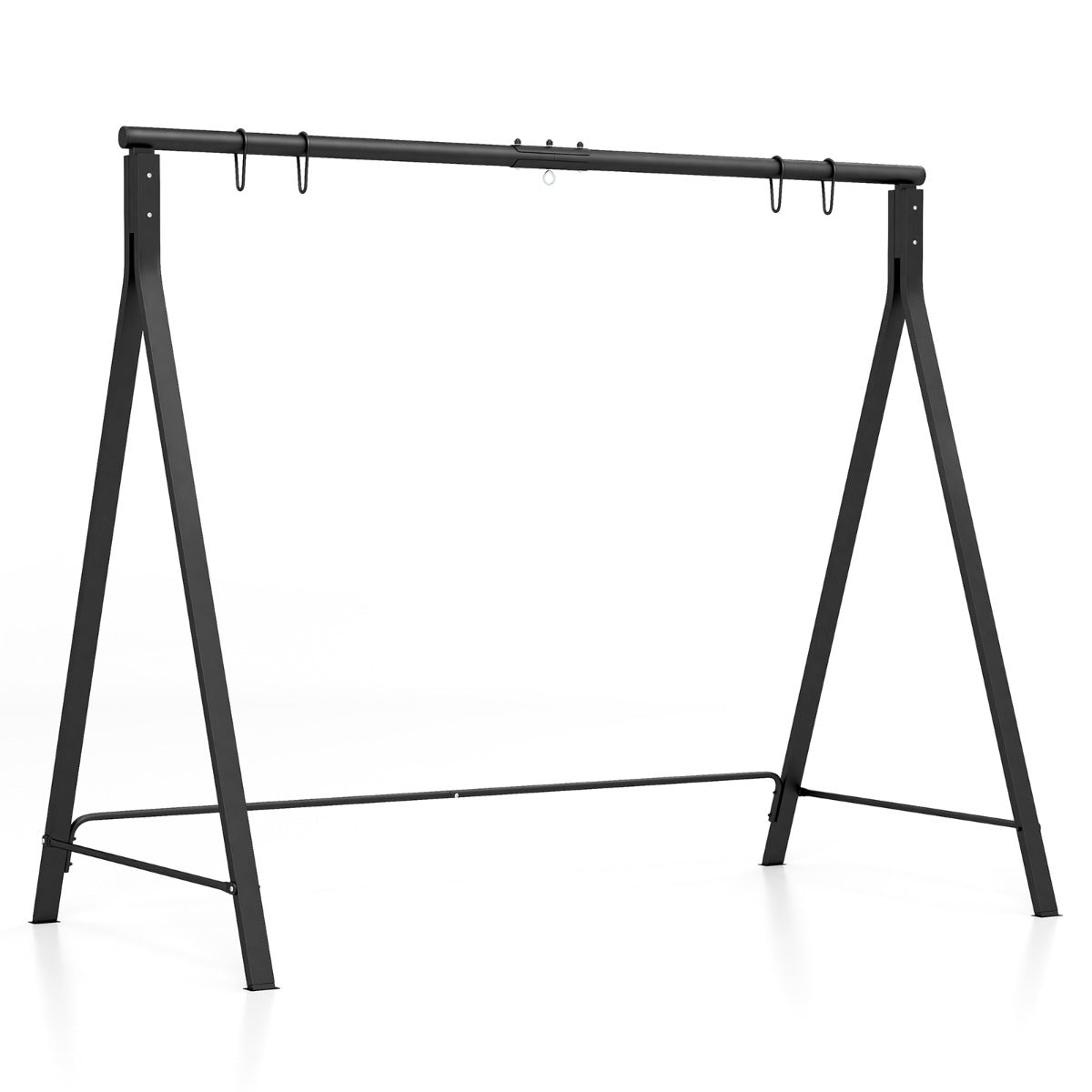 Marco de Columpio para Porche Jardín Soporte de Columpio de Metal con Estructura en Forma de A 5 Anillos para Colgar Resistente Negro