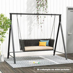 Marco de Columpio para Porche Jardín Soporte de Columpio de Metal con Estructura en Forma de A 5 Anillos para Colgar Resistente Negro