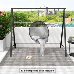 Marco de Columpio para Porche Jardín Soporte de Columpio de Metal con Estructura en Forma de A 5 Anillos para Colgar Resistente Negro