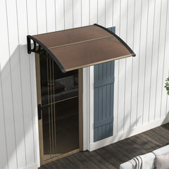 Marquesina para Ventana o Puerta 122 x 99 cm Protección Solar Lluvia Nieve Viento Toldo Exterior para Unidad de Aire Acondicionado Marrón