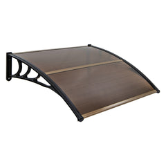Marquesina para Ventana o Puerta 122 x 99 cm Protección Solar Lluvia Nieve Viento Toldo Exterior para Unidad de Aire Acondicionado Marrón
