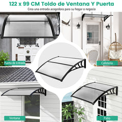 Marquesina para Ventana o Puerta 122 x 99 cm Protección Solar Lluvia Nieve Viento Toldo Exterior para Unidad de Aire Acondicionado Gris