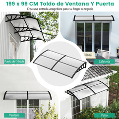 Marquesina para Ventana o Puerta 199 x 99 cm Protección Solar Lluvia Nieve Viento Toldo Exterior para Unidad de Aire Acondicionado