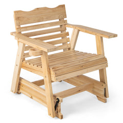 Mecedora de Madera de Exterior con Respaldo Alto Reposabrazos Asiento Curvo Sillón para Patio Porche Balcón 80 x 81 x 87 cm Natural