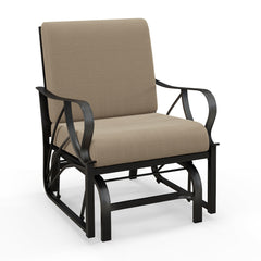 Mecedora Jardín Exterior con Cojín Estructura de Metal Pulverizado y Balanceo Silla Mecedora para Patio y Porche 73 x 66,5 x 89 cm Marrón