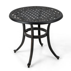 Mesa Auxiliar Redonda con Estructura de Metal Almohadillas Ajustables Mesa de Café para Balcón Terraza Carga 50 kg 60 x 53 cm Marrón