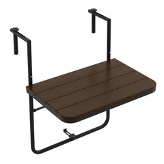 Mesa Colgante Plegable con Altura Ajustable en 3 Niveles Adecuada para Barandas de 3-15 cm Marrón