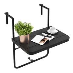 Mesa Colgante Plegable con Altura Ajustable en 3 Niveles Adecuada para Barandas de 3-15 cm Negro
