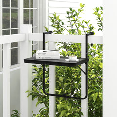 Mesa Colgante Plegable con Altura Ajustable en 3 Niveles Adecuada para Barandas de 3-15 cm Negro