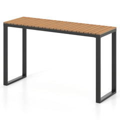 Mesa Consola Rectangular para Exteriores con Tablero de WPC Duradera y Estructura Metálica Resistente 129 x 42 x 75 cm