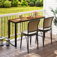Mesa Consola Rectangular para Exteriores con Tablero de WPC Duradera y Estructura Metálica Resistente 129 x 42 x 75 cm