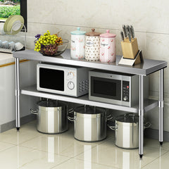 Mesa de Acero Inoxidable de Trabajo Mesa de Preparación de Cocina con Ruedas 2 Niveles Estante Ajustable 122 x 61 x 90 cm