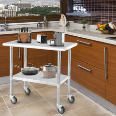 Mesa de Acero Inoxidable con Ruedas Giratorias Estante Inferior Ajustable para Restaurante Cocina 91,5 x 61 x 89,5 cm