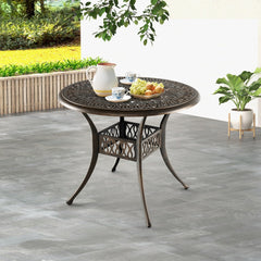 Mesa de Aluminio Fundido para Exteriores con Orificio para Sombrilla de 5 cm y Almohadillas Ajustables 90 x 74 cm