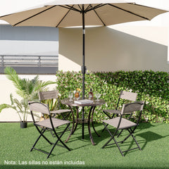 Mesa de Aluminio Fundido Mesa Redonda de 79 cm de Diámetro con Orificio para Sombrilla Estante Inferior para Patio Porche Jardín Bronce