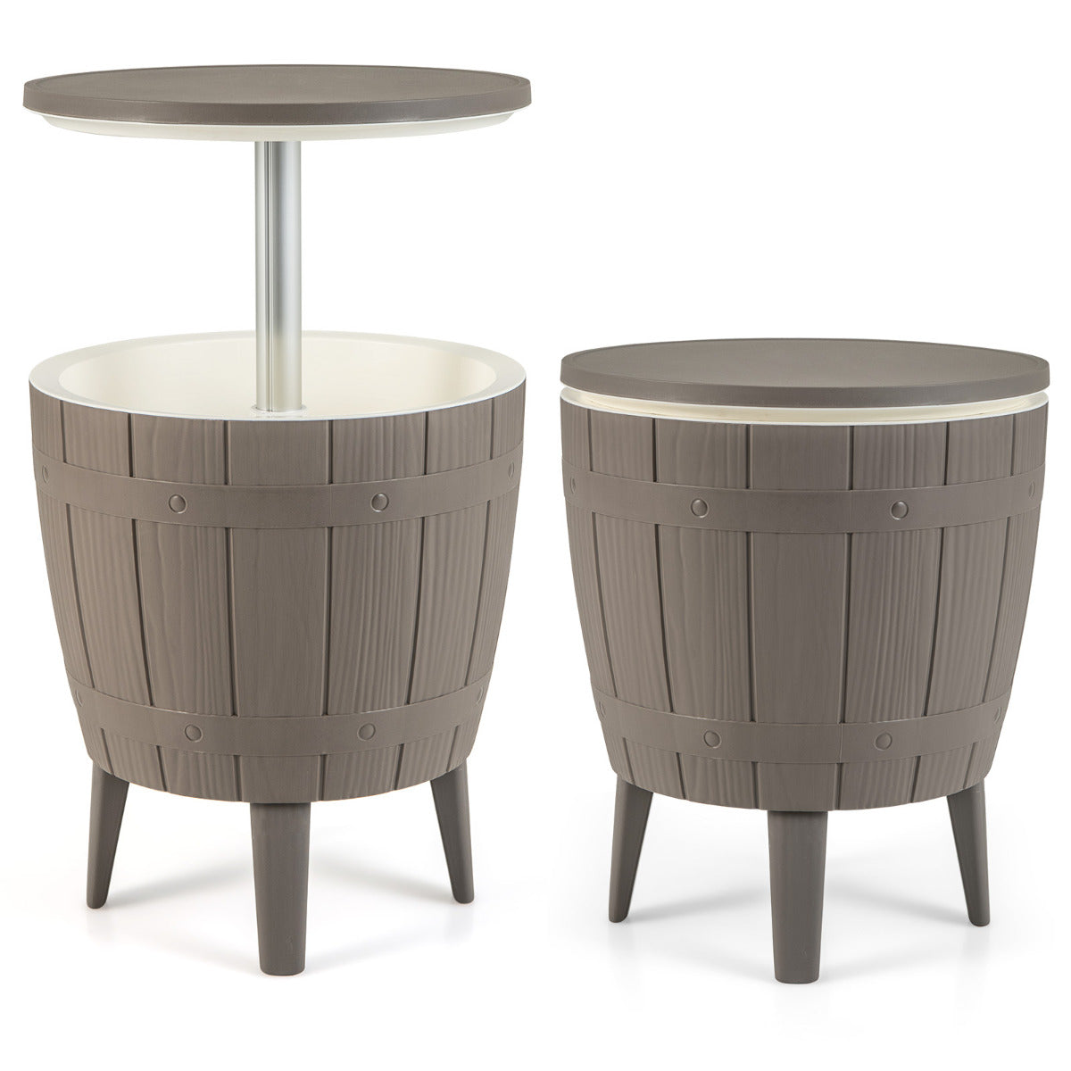 Mesa de Bar Más Fresca 37 L para Exteriores con Mesa Telescópica Mesa de Centro 3 en 1 Cubo de Hielo para Cerveza y Vino para Todo Clima