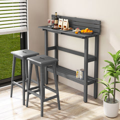 Mesa de Bar para Exteriores de 122 cm con Estante de Almacenamiento y Almohadillas para Pies Mesita Estrecha para Jardín Patio Trasero Gris