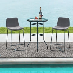 Mesa de Jardín Redonda con Tablero de Vidrio Templado y Marco de Metal Resistente Carga 50kg 68 x 68 x 97 cm