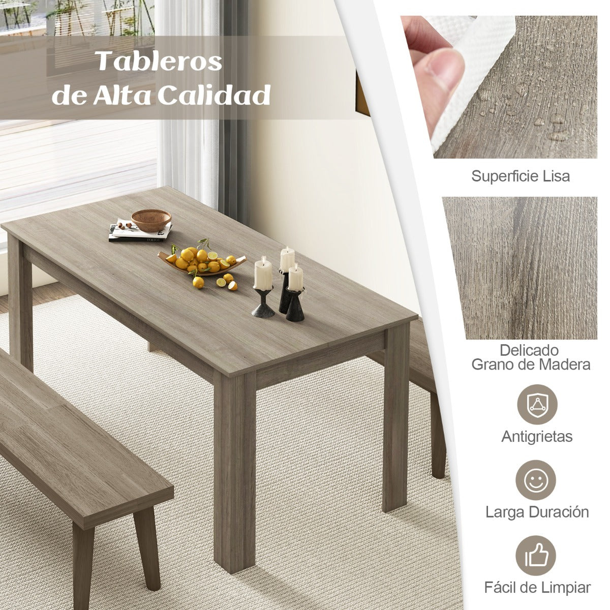 Mesa de Comedor Empalmada Rectangular con Patas en L Resistentes 160 x 80 x 76 cm Marrón