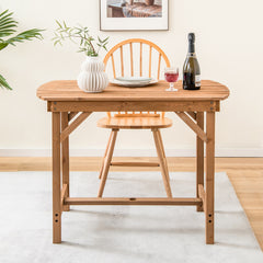 Mesa de Comedor de Madera Abeto de Exterior con Agujero para Sombrilla de 4 cm para 4-6 Personas para Patio Jardín 100 x 60 x 75 cm Natural