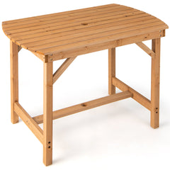 Mesa de Comedor de Madera Abeto de Exterior con Agujero para Sombrilla de 4 cm para 4-6 Personas para Patio Jardín 100 x 60 x 75 cm Natural