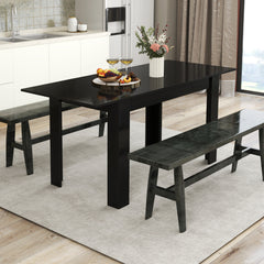Mesa de Comedor Extensible Mesa de Cocina Moderna con Superficie Ajustable Patas en Forma de L Carga de 110 KG 158 x 70 x 76 cm Negro
