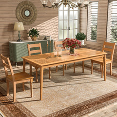 Mesa de Comedor Exterior para 6 Personas 170 x 90 x 75,5 cm de Madera de Acacia con Agujero para Sombrilla de 5 cm Natural