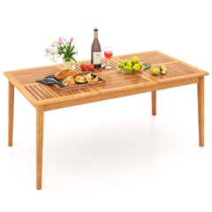 Mesa de Comedor Exterior para 6 Personas 170 x 90 x 75,5 cm de Madera de Acacia con Agujero para Sombrilla de 5 cm Natural