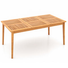 Mesa de Comedor Exterior para 6 Personas 170 x 90 x 75,5 cm de Madera de Acacia con Agujero para Sombrilla de 5 cm Natural