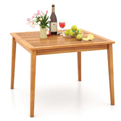 Mesa de Comedor Exterior para 4 Personas Cuadrada de 100 cm con Agujero para Sombrilla de 5 cm Natural