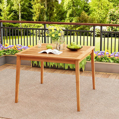 Mesa de Comedor Exterior para 4 Personas Cuadrada de 100 cm con Agujero para Sombrilla de 5 cm Natural