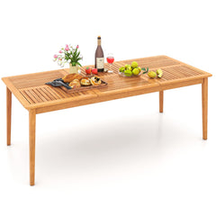 Mesa de Comedor Exterior para 8 Personas 200 x 90 x 75 cm de Madera de Acacia con Agujero para Sombrilla de 5 cm Natural