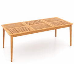 Mesa de Comedor Exterior para 8 Personas 200 x 90 x 75 cm de Madera de Acacia con Agujero para Sombrilla de 5 cm Natural
