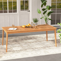 Mesa de Comedor Exterior para 8 Personas 200 x 90 x 75 cm de Madera de Acacia con Agujero para Sombrilla de 5 cm Natural