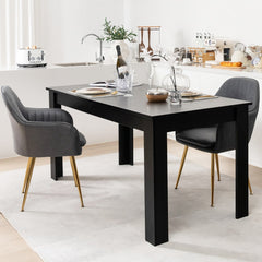 Mesa de Comedor Empalmada Rectangular con Patas en L Resistentes 160 x 80 x 76 cm Negro