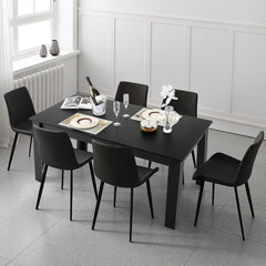 Mesa de Comedor Empalmada Rectangular con Patas en L Resistentes 160 x 80 x 76 cm Negro
