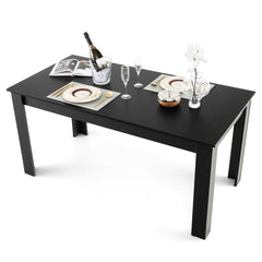Mesa de Comedor Empalmada Rectangular con Patas en L Resistentes 160 x 80 x 76 cm Negro