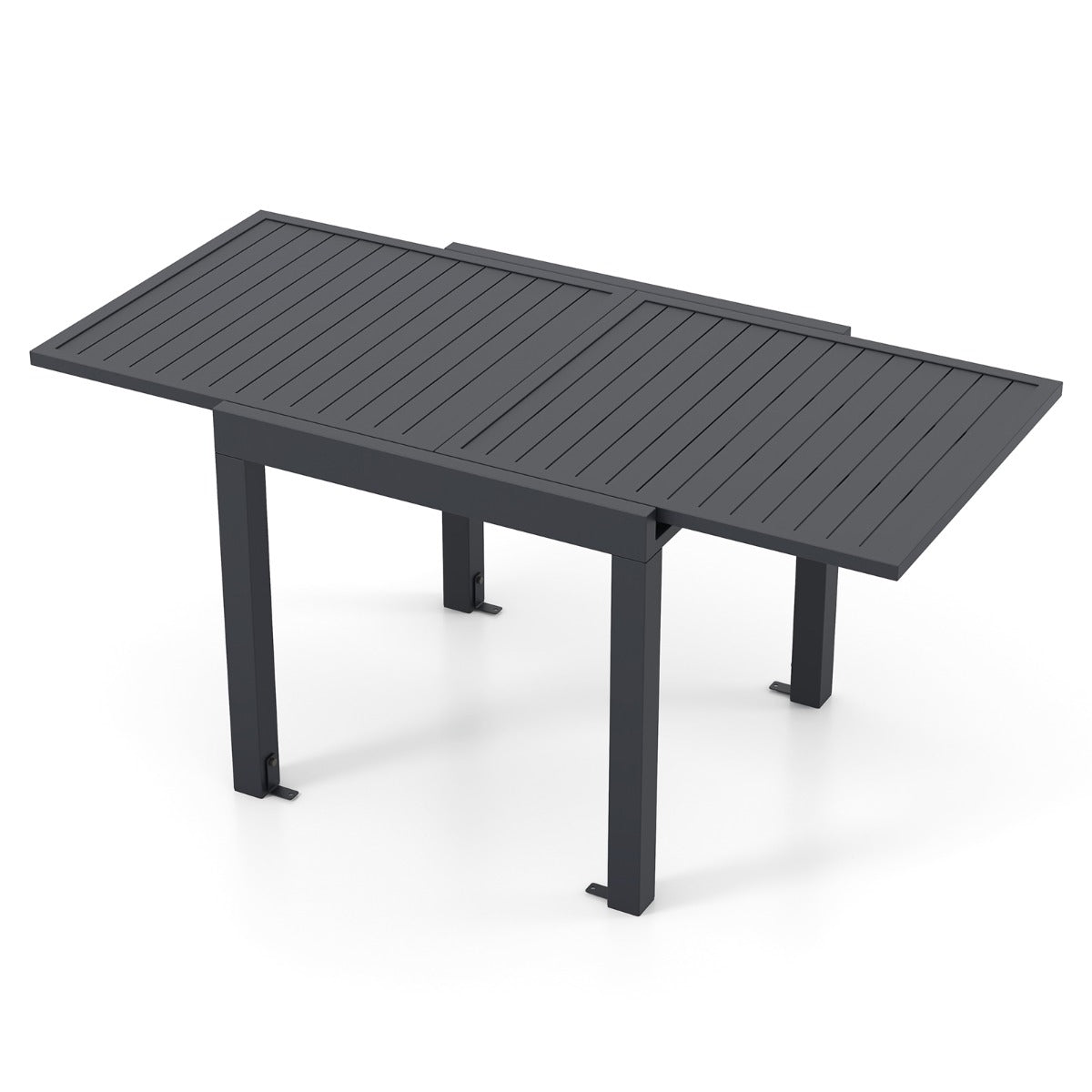 Mesa de Comedor Extensible Mesa de Aluminio de 80-160 cm para 4-6 Personas Mesa de Metal Cuadrada Rectangular para Patio Porche Gris