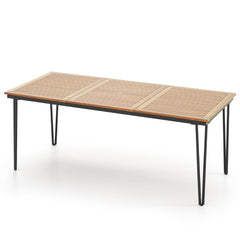 Mesa de Exterior para 8 Personas con Agujero para Sombrilla Superficie de Acacia y Estructura Metálica 200 x 90 x 75 cm Natural